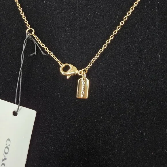 Coach Charming Charms Signature Heart Short Pendant Necklace 14K Gold Plated New - Picture 6 of 14
